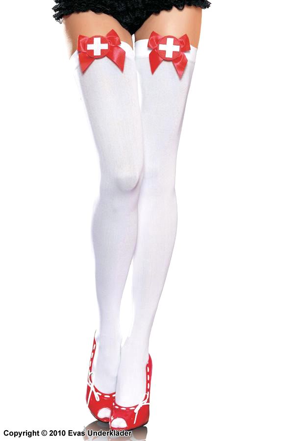 Nurse, costume stockings, bow